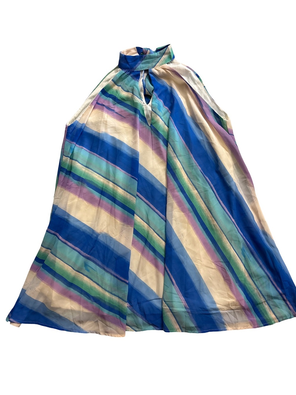 Vici Multicolor Striped Halter A-Line Skirt - Blue, Cream, Green, Purple